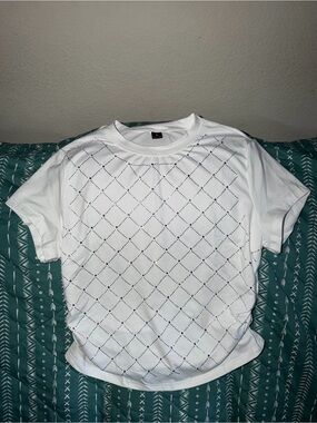 Classic White women’s Short Sleeve Tee with Diamond design